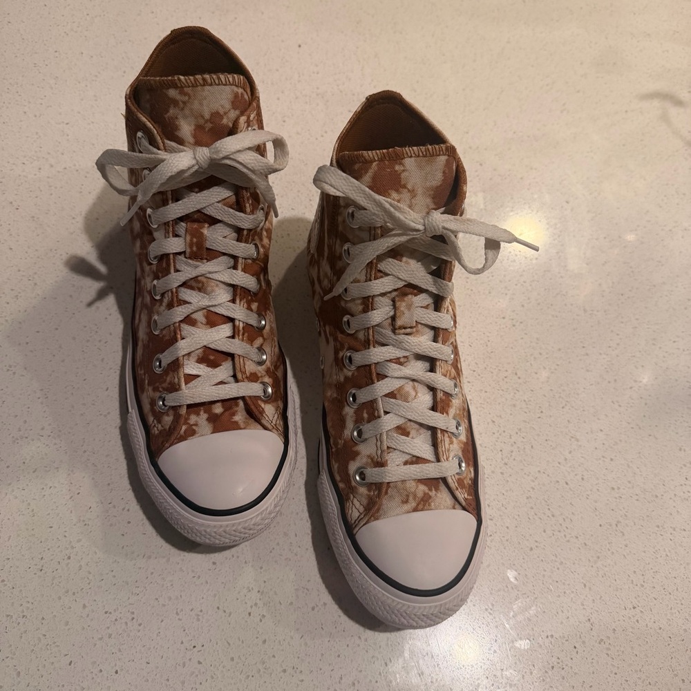 Converse Chuck Taylor All Star Hi Bleach Tie Dye Brown Tan Sneaker W9/M7 - Picture 5 of 8